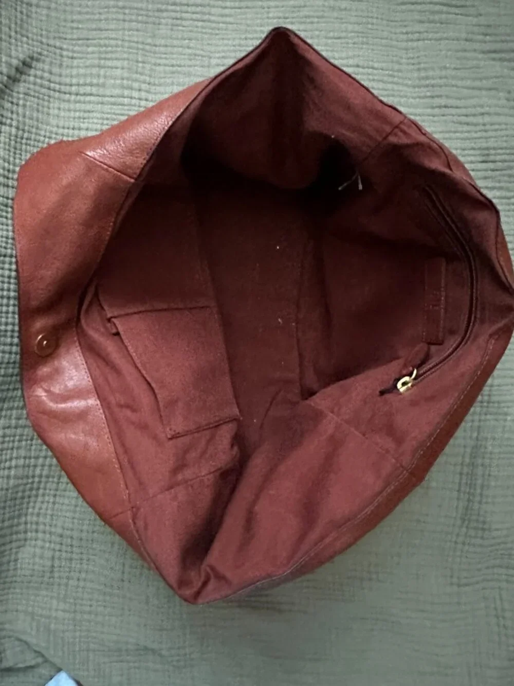 FRYE Cognac Brown Leather Ring Tote Shoulder Bag Large